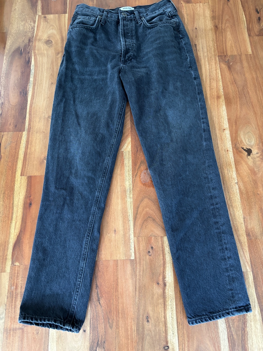 AGOLDE Riley High Rise Straight Jeans Black Vintage Wash - Size 25
